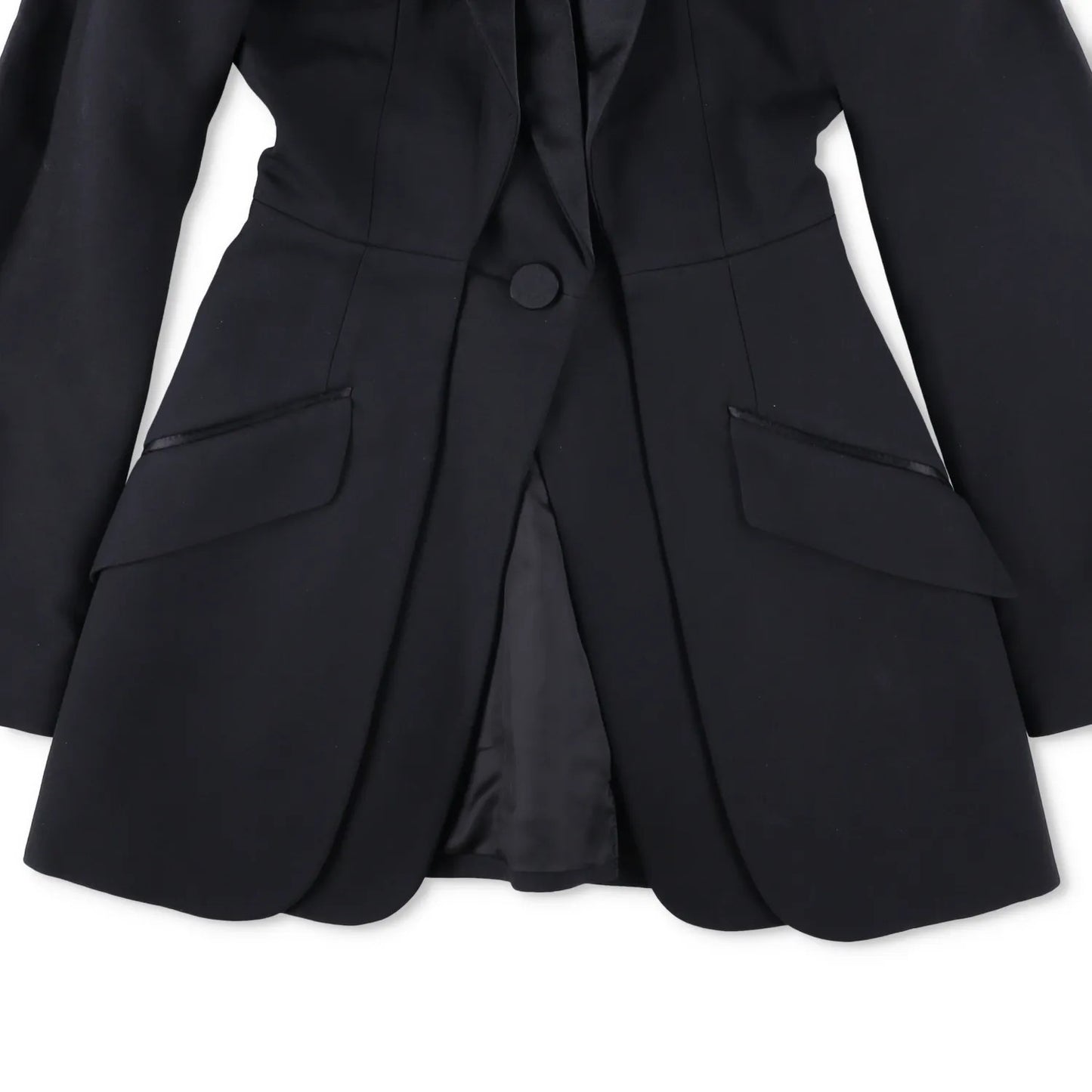 ALEXANDER MCQUEEN Womens Formal Blazer Black Cotton Blend Mid Length 38 RRP 700 — View 3