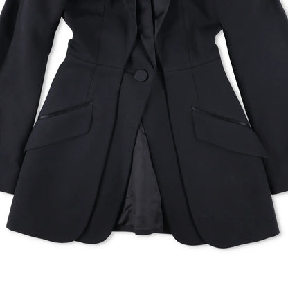 ALEXANDER MCQUEEN Womens Formal Blazer Black Cotton Blend Mid Length 38 RRP 700 — View 3