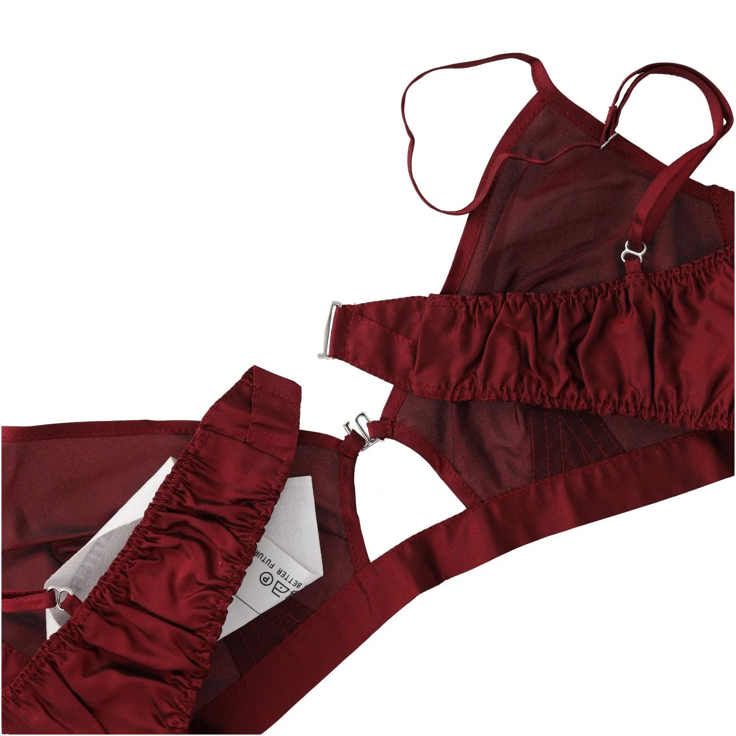 BETTTER Womens V-Neck Camisole and Bralette Set Tank Red Cupro Strap S RRP 1035 — View 6
