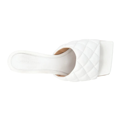 BOTTEGA VENETA Womens Mule Mid Heel Leather Quilted Square Toe White EU34 RRP810 — View 7