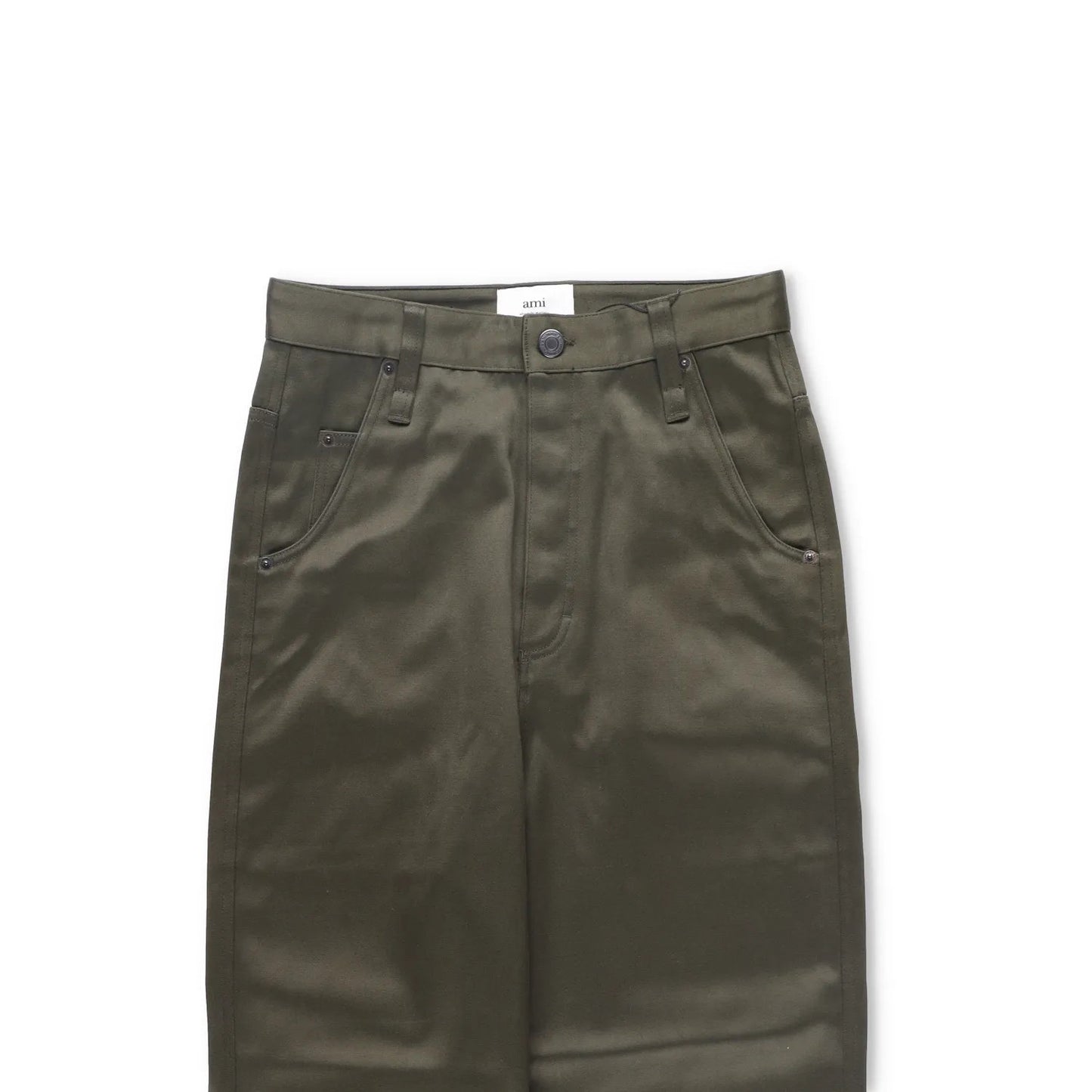 AMI Mens Trousers Green Mid Rise Straigh Leg Slash Pockets Cotton Size 27 RRP225 — View 2