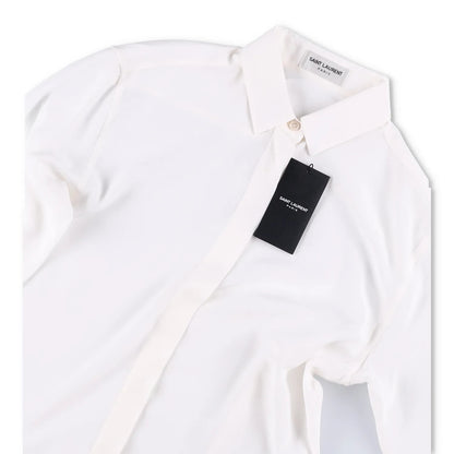 SAINT LAURENT Womens Blouse Long Sleeve Relaxed Fit White Size 36 RRP 660 — View 6