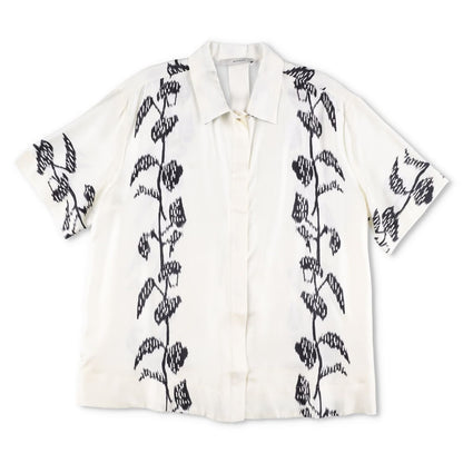 ASCENO Womens Montauk Shirt Ecru Vine Multi Short Sleeve Silk Twill M RRP 390