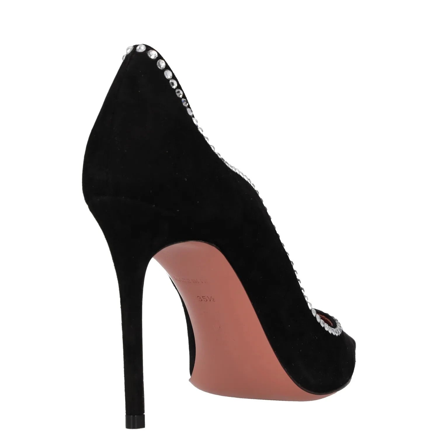 AMINA MUADDI Womens Court Heels Black Leather Rhinestone Stiletto UK 3 RRP 600 — View 6