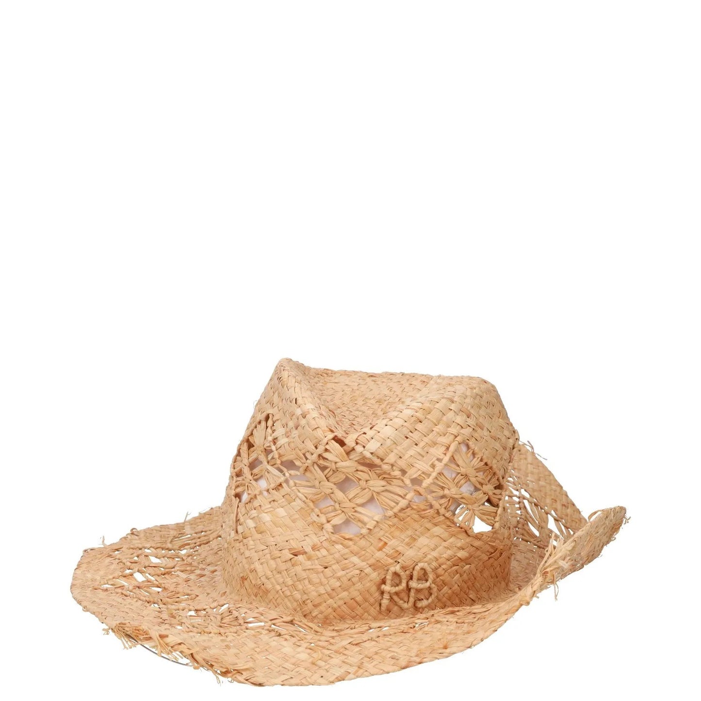 RUSLAN BAGINSKIY Womens Monogramme Embelished Cowboy Hat Straw Beige M RRP 295 — View 2