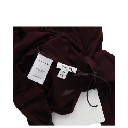 ALAIA Womens Allinone Bodysuit Long Sleeve Fitted Jersey Burgundy 34 RRP 790 — View 4