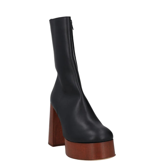 GIABORGHINI Women Platform Boot Black Leather Slip On High Brown Heel UK7 RRP500 — View 2