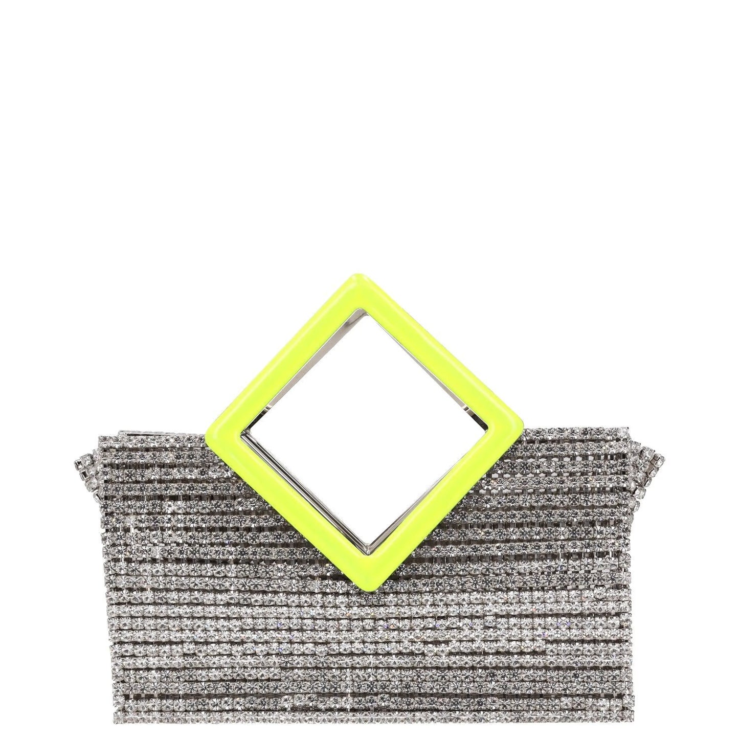 L'ALINGI Womens Clutch Handbag Silver Yellow Metal Rhinestones S RRP 700