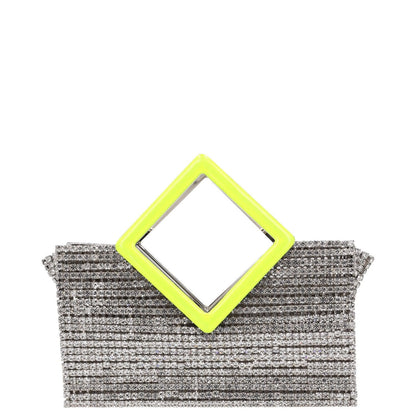 L'ALINGI Womens Clutch Handbag Silver Yellow Metal Rhinestones S RRP 700