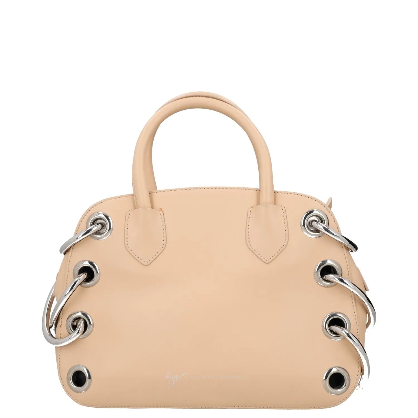 GIUSEPPE ZANOTTI Womens Handbag Beige Leather Eyelet Accents Matte M RRP 350 — View 2