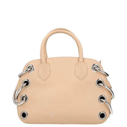 GIUSEPPE ZANOTTI Womens Handbag Beige Leather Eyelet Accents Matte M RRP 350 — View 2