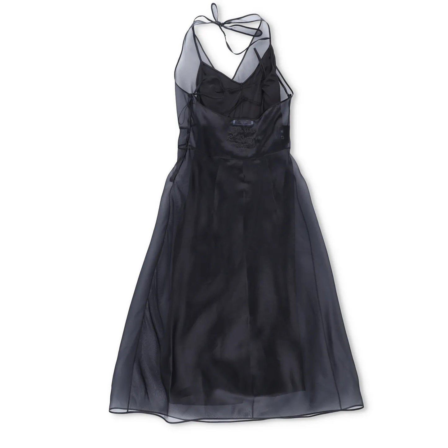 PRADA Womens Midi Dress Halter Neck Tie Sleeveless Re Edition Black 40 RRP 3060 — View 5