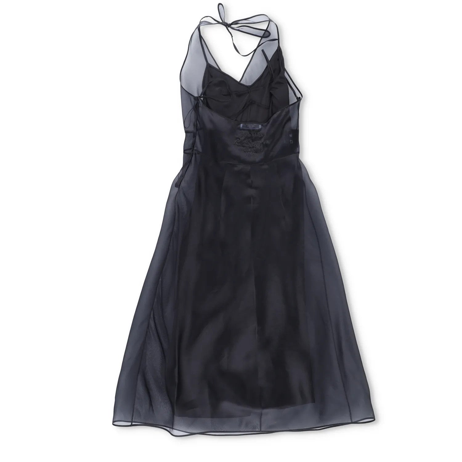 PRADA Womens Midi Dress Halter Neck Tie Sleeveless Re Edition Black 40 RRP 3060 — View 5