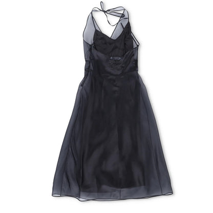 PRADA Womens Midi Dress Halter Neck Tie Sleeveless Re Edition Black 40 RRP 3060 — View 5