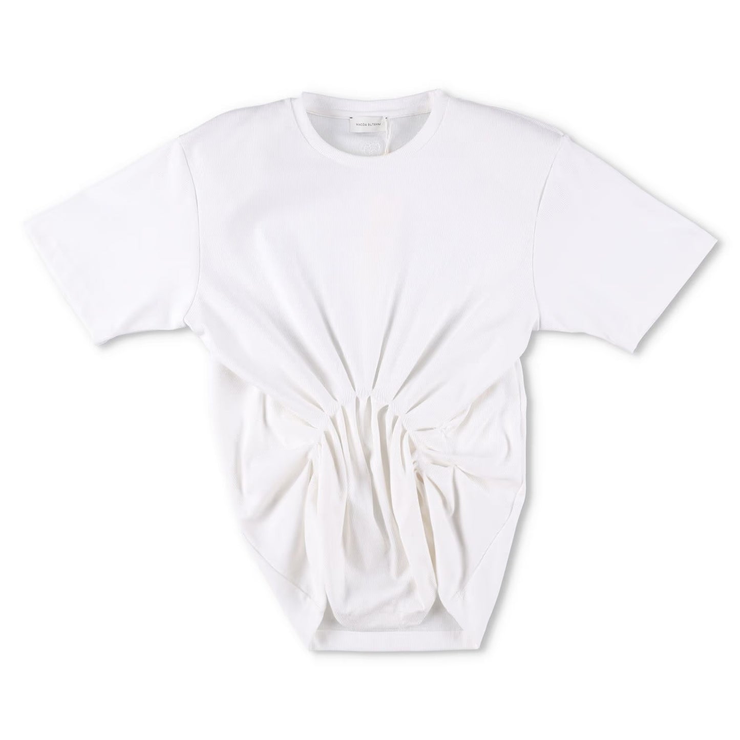MAGDA BUTRYM Womens Re25 T-Shirt 01 Ruffle Short Sleeve Crop White 34 RRP 330