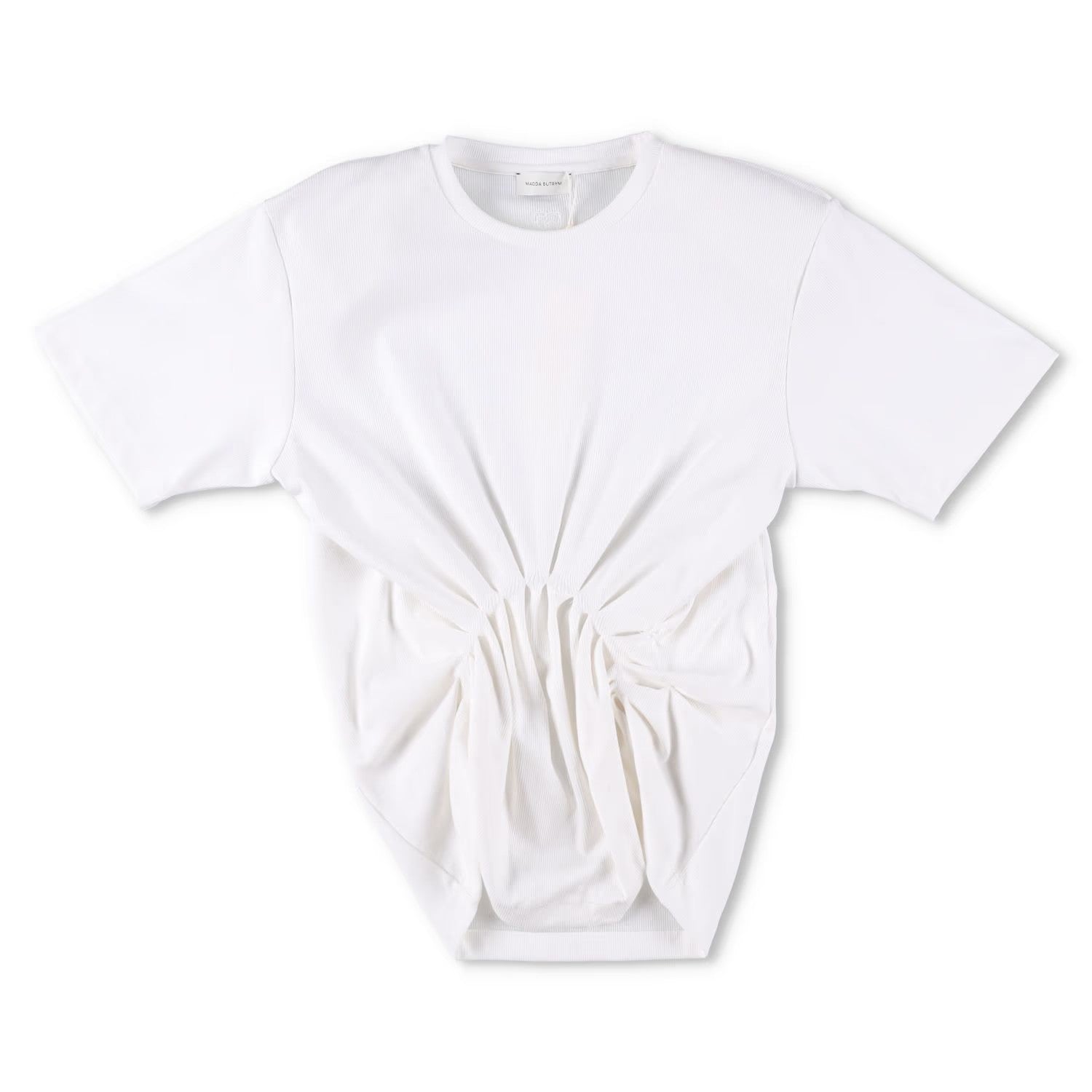 MAGDA BUTRYM Womens Re25 T-Shirt 01 Ruffle Short Sleeve Crop White 34 RRP 330