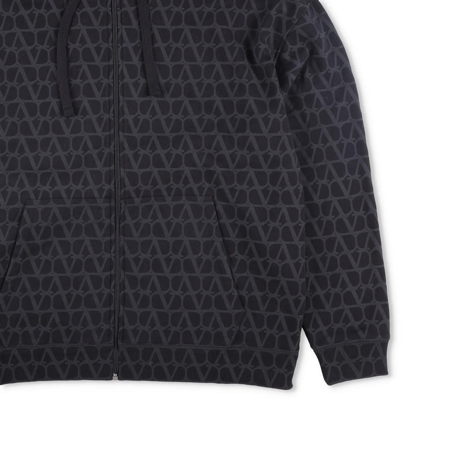 VALENTINO Mens Jersey Felpa Sweatshirt Full Zip Hooded Black Size L RRP 1550 — View 4