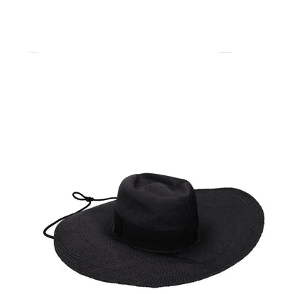 RUSLAN BAGINSKIY Womens Wide Brim Straw Fedora Hat Black Size M RRP 520 — View 4