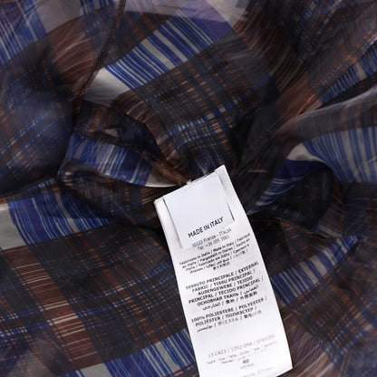 SALVATORE FERRAGAMO Women Sheer Shirt Long Sleeve Check Button Brown 40 RRP1150 — View 8